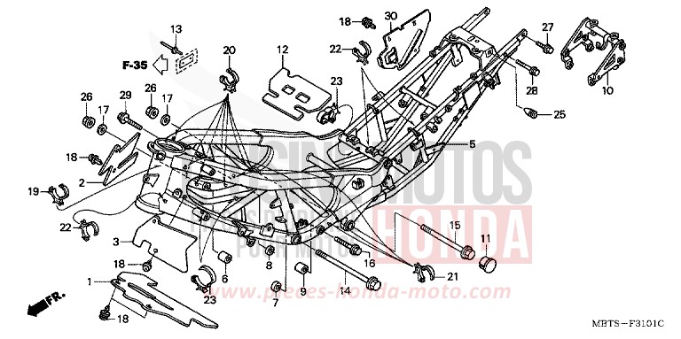 CARROSSERIE DE CHASSIS (XL1000VA) de Varadero ABS MUTE BLACK METALLIC (NH359) 2005